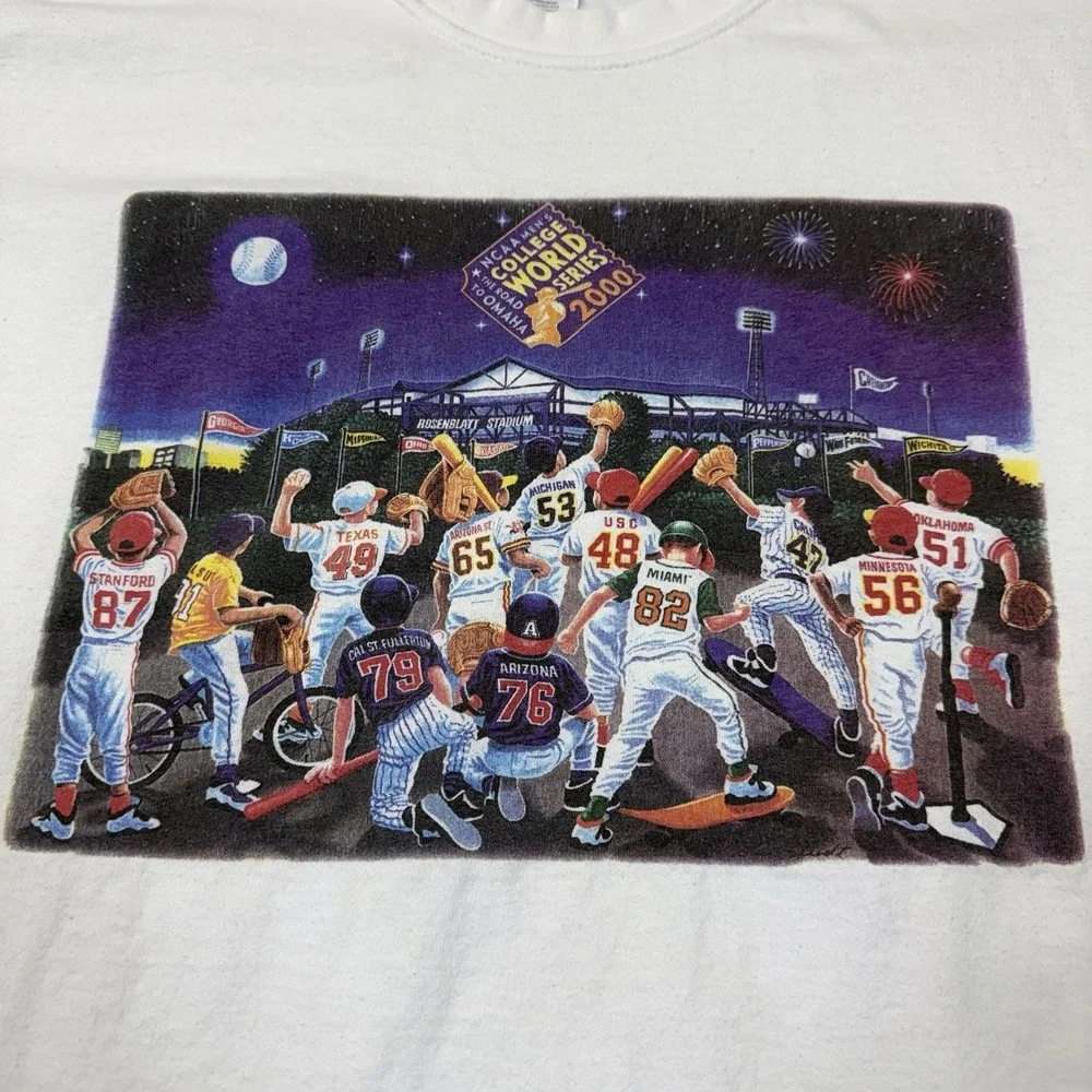 Vintage 2000 College World Series‎ Omaha Rosenblatt Stadium T Shirt Size Large
